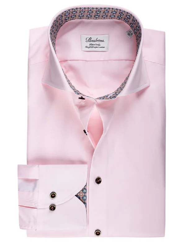 Pink Contrast Inlay Fitted Shirt Beach