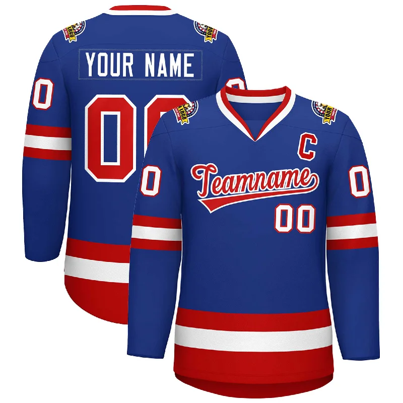 Custom Royal Red-White Classic Style Hockey Jersey