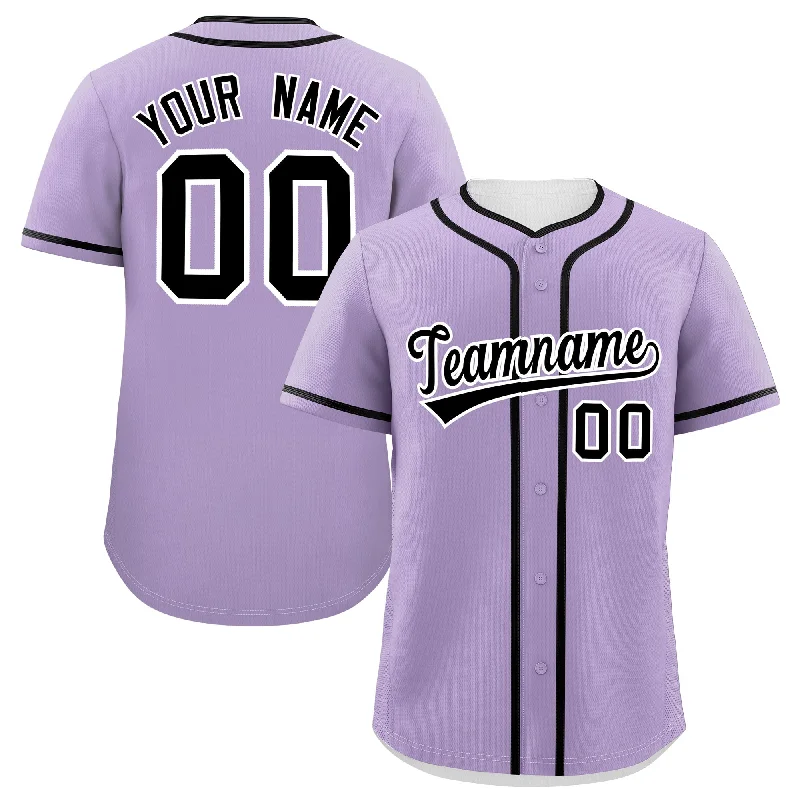 Custom Light Purple Black Personalized Classic Authentic Baseball Jersey