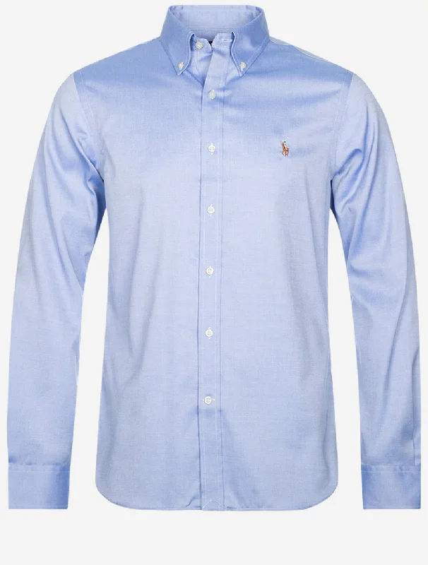 Slim Buttondown Dress Shirt Blue Casual Men's Japanese 