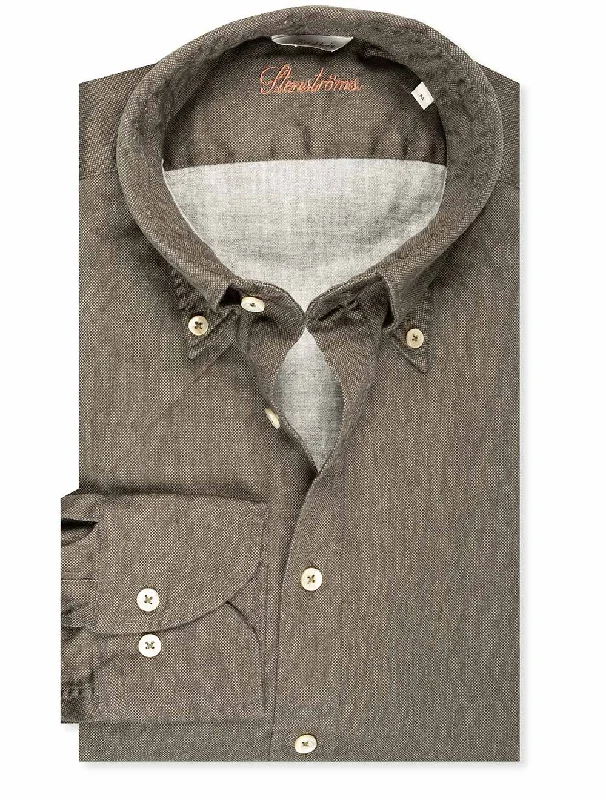 Olive Sport Casual Fitted Shirt Refined Men's European