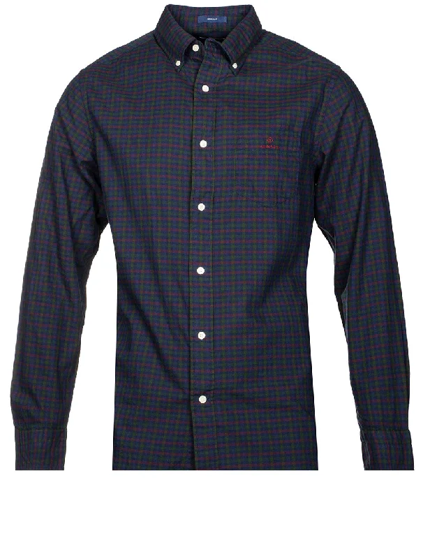 Regular Fit Gingham Twill Shirt Eden Green Masculine Men's Thick