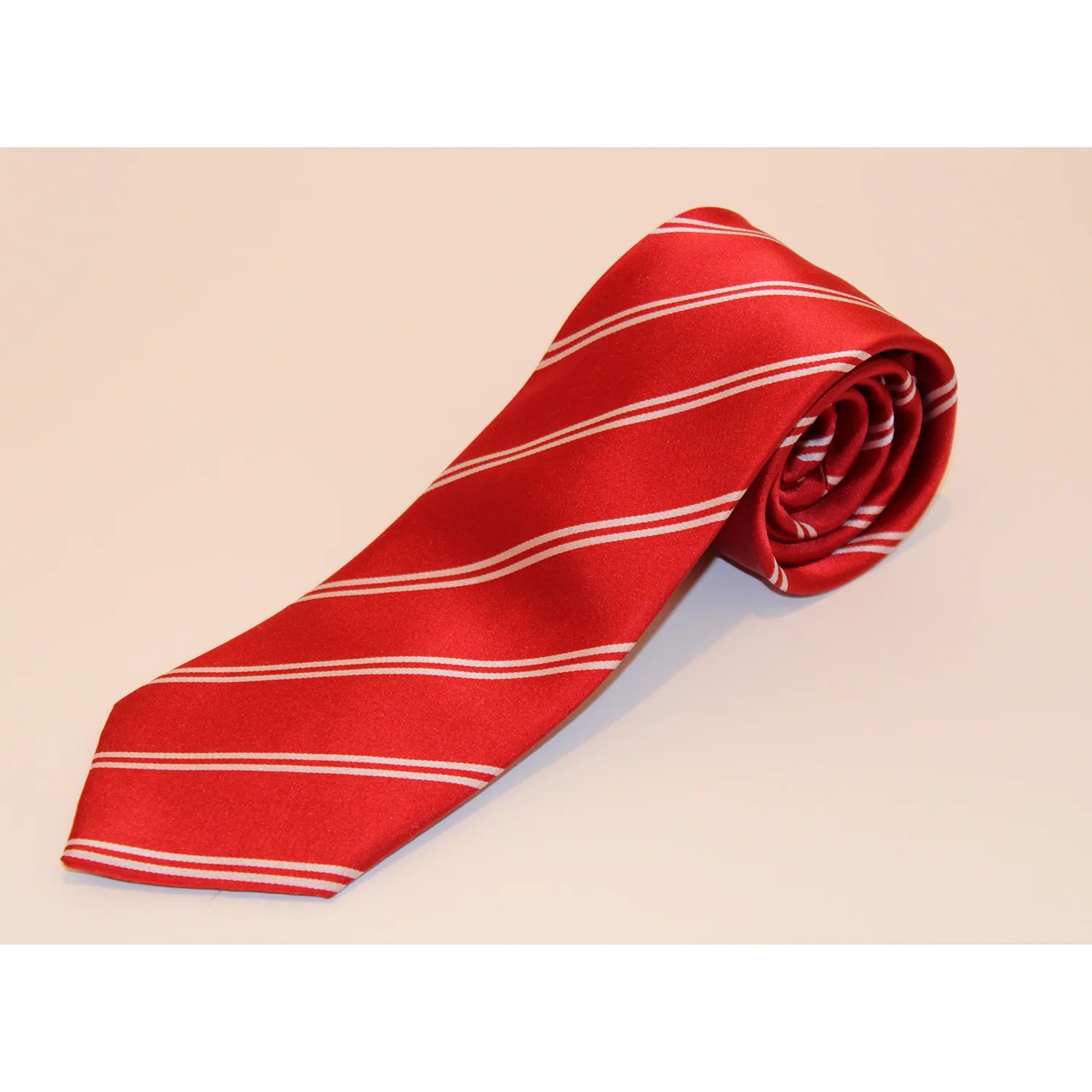 The Shirt Shop Tall Tie - Crimson with Double Bar Stripe Tailored
