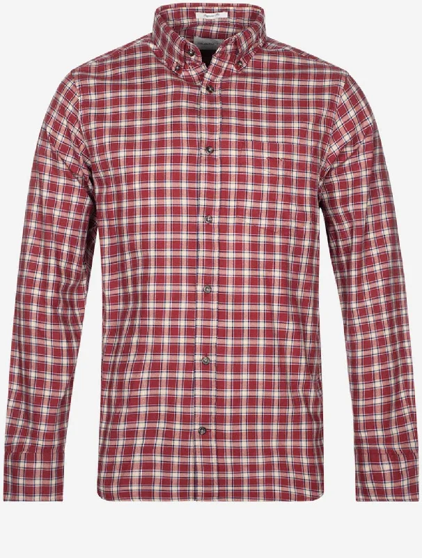Regular Micro Tartan Flannel Shirt Plumped Red Youthful Men's Anime
