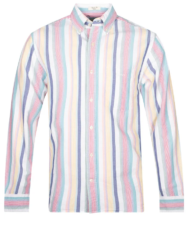 Regular Oxford Multi Stripe Shirt Multicolor Sporty Men's Tennis