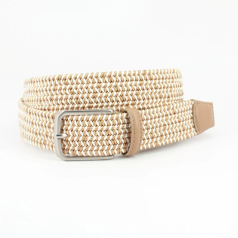 Torino Italian Woven Rayon Elastic Stretch Belt (Camel) Bold Men's Statement