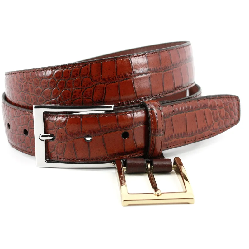 Torino Alligator Grain Embossed Calfskin Belt (2 Colors) Monochromatic Office Style
