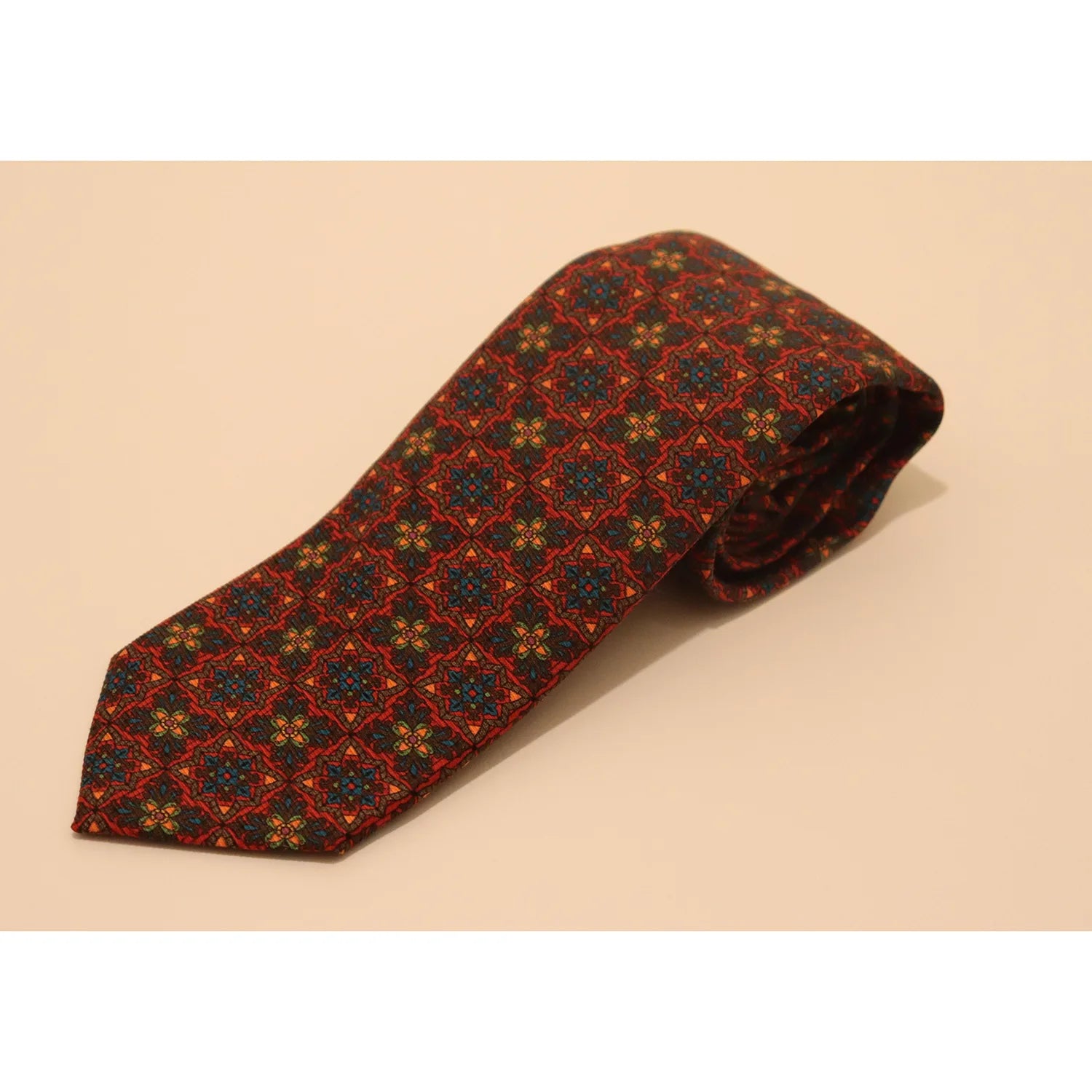 R Hanauer Tie - Crimson with Multi Flowers Confident Men's High