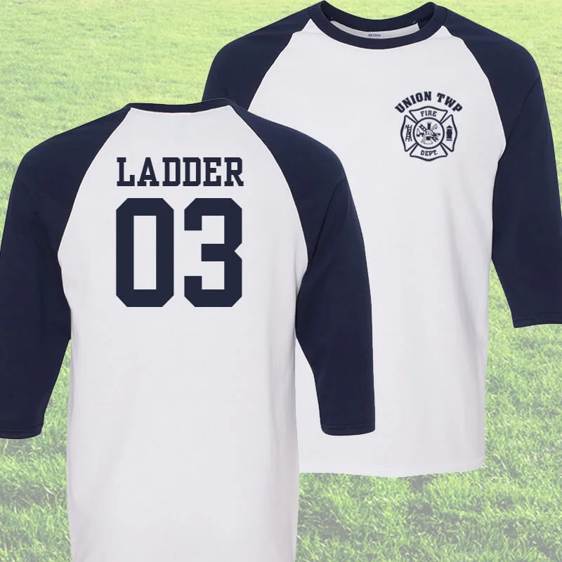 Custom Firefighter Raglan Baseball Jersey Maltese Numbers - G570 - CAD