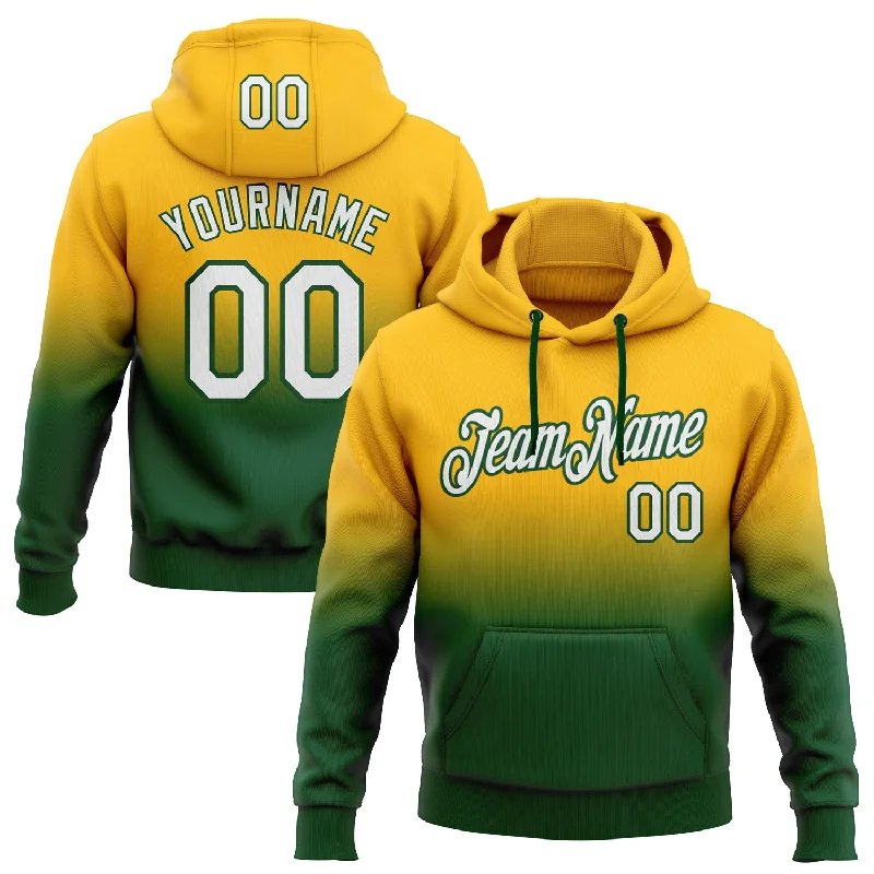 Custom Stitched Gold White-Green Fade Fashion Sports Pullover Sweatshirt Hoodie