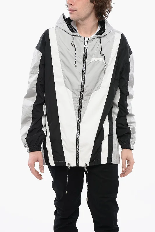 Balmain Color Block Patterned Multicuts Nylon Windbreaker