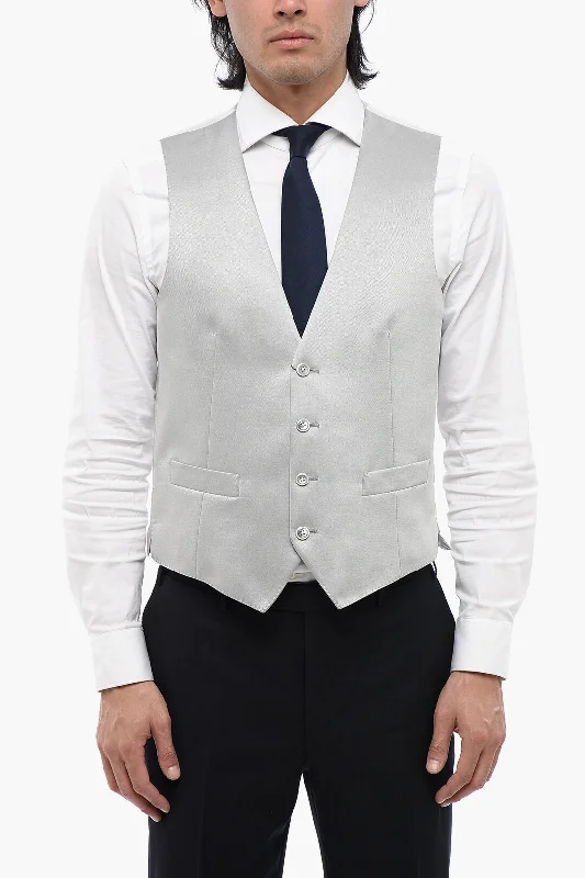 Corneliani Cc Collection Two-Tone Wool Blend Waistcoat With Martingale