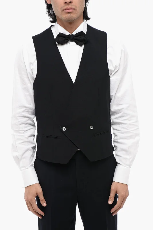 Corneliani Virgin Wool Double Breasted Breasted Waistcoat With Martinga