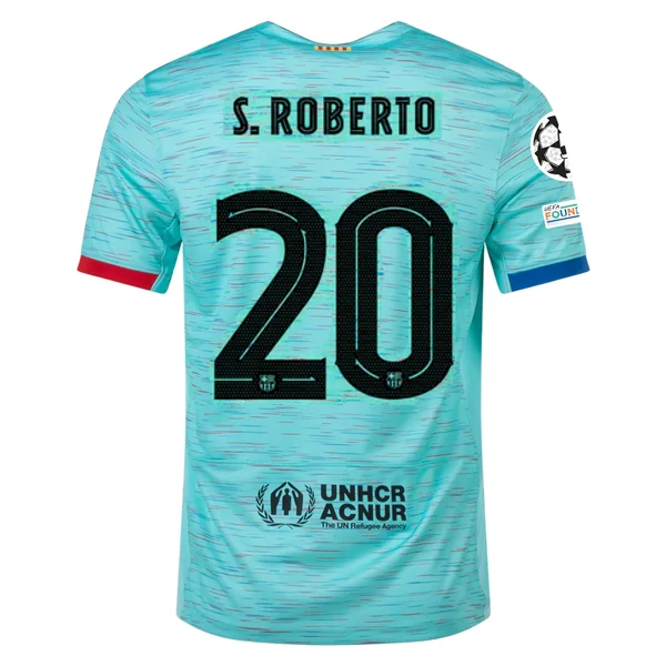 Nike Barcelona Sergi Roberto Third Jersey w/ Champions League Patches 23/24 (Light Aqua/Royal Blue)