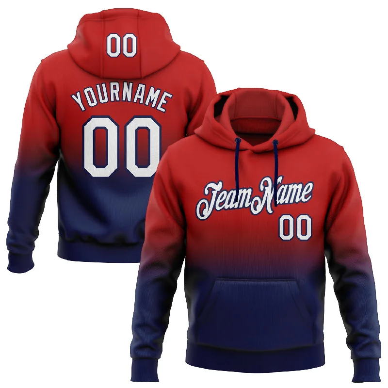 Custom Stitched Red White-Navy Fade Fashion Sports Pullover Sweatshirt Hoodie