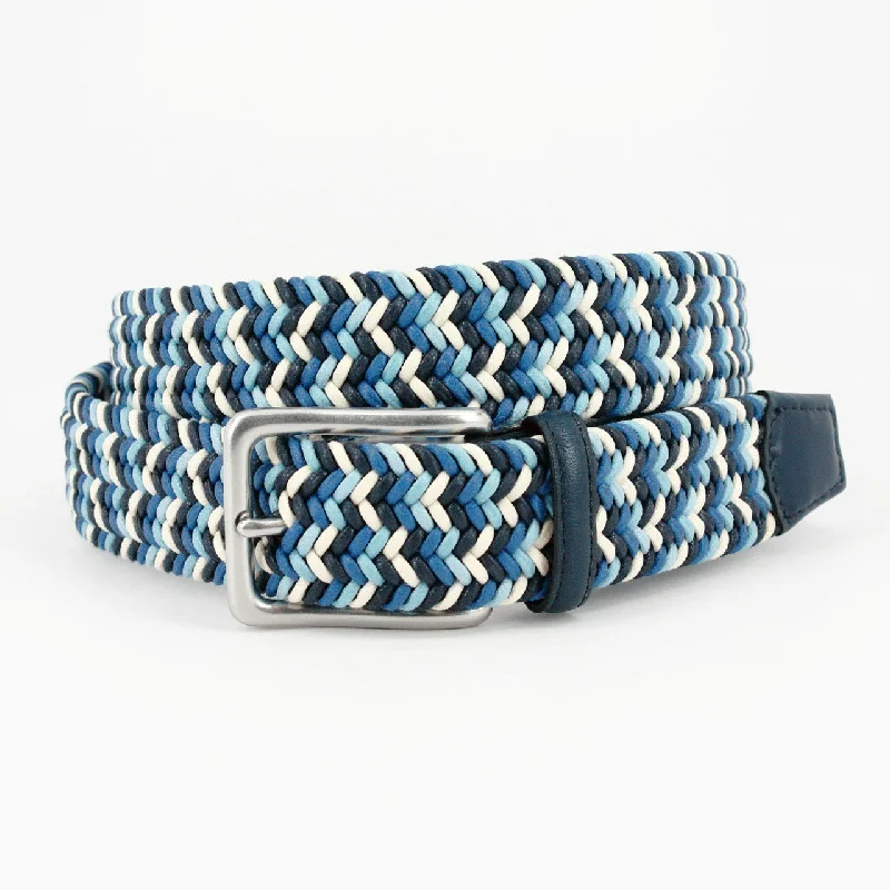 Torino Italian Woven Cotton Belt (Navy/Blue/Cream) Practical Men's Multi