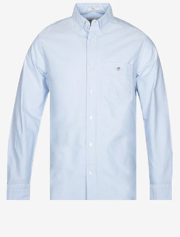 Regular Oxford Shirt Light Blue Sleek Men's Contemporary 