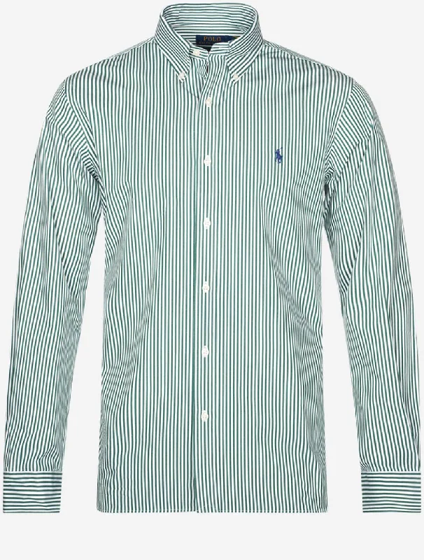 Poplin Stripe Buttondown Shirt Green Vacation