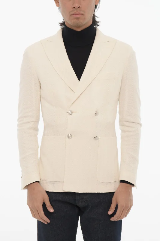 Corneliani Center Vent Peak Lapel Double Breasted Blazer