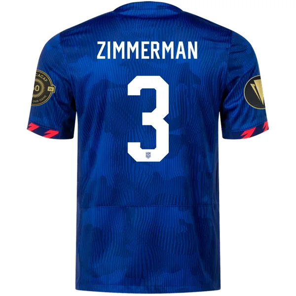 Nike Mens United States Zimmerman Away Jersey w/ Gold Cup Patches 23/24 (Hyper Royal/Loyal Blue)