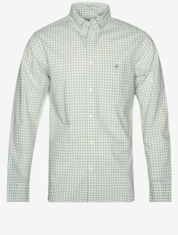 Regular Fit Poplin Gingham Shirt Milky Matcha Monochromatic Office Style