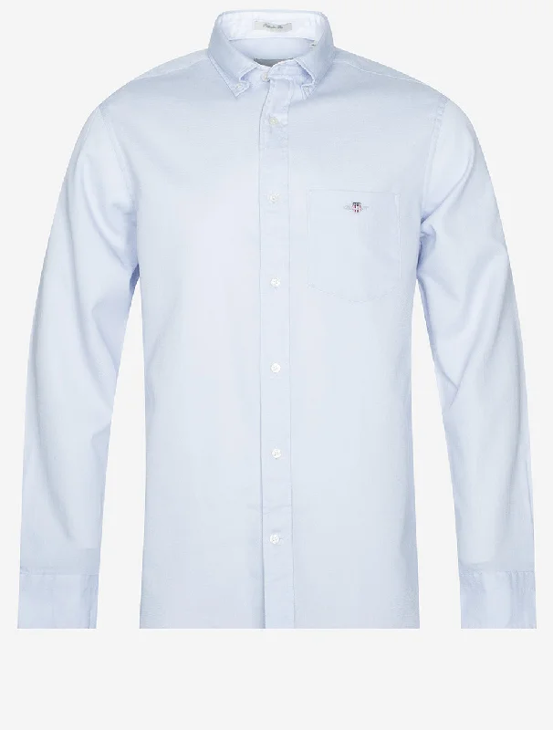 Regular Honeycomb Texture Shirt Light Blue Cool Men's Distressed