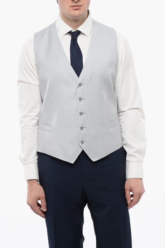 Corneliani Virgin Wool Waistcoat With Back Adjuster