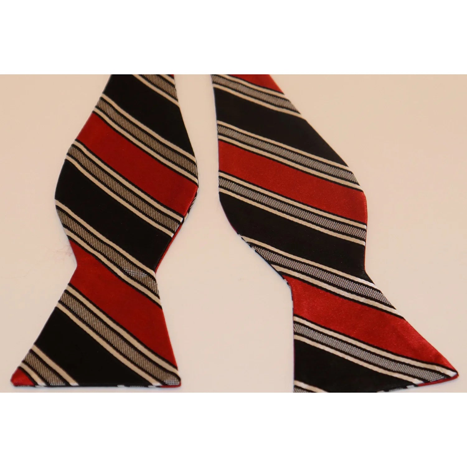 The Shirt Shop Tie - Black/Red/Silver/White Stripe Preppy Men's College