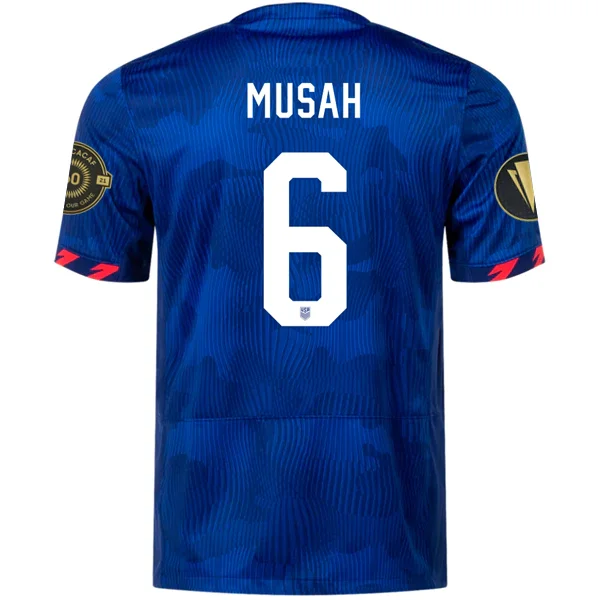 Nike Mens United States Yunus Musah Away Jersey w/ Gold Cup Patches 23/24 (Hyper Royal/Loyal Blue)