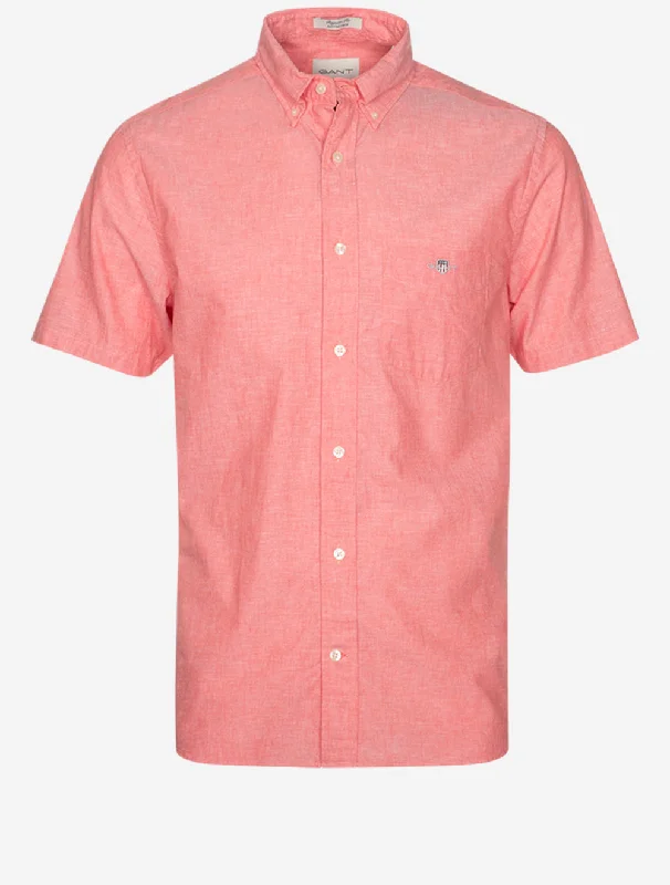 Regular Cotton Linen Short Sleeve Shirt Sunset Pink Dynamic Men's Moto