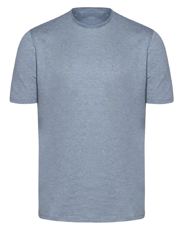 Heather Grey Giza Cotton Short Sleeve T-Shirt Elegant Men's Cashmere