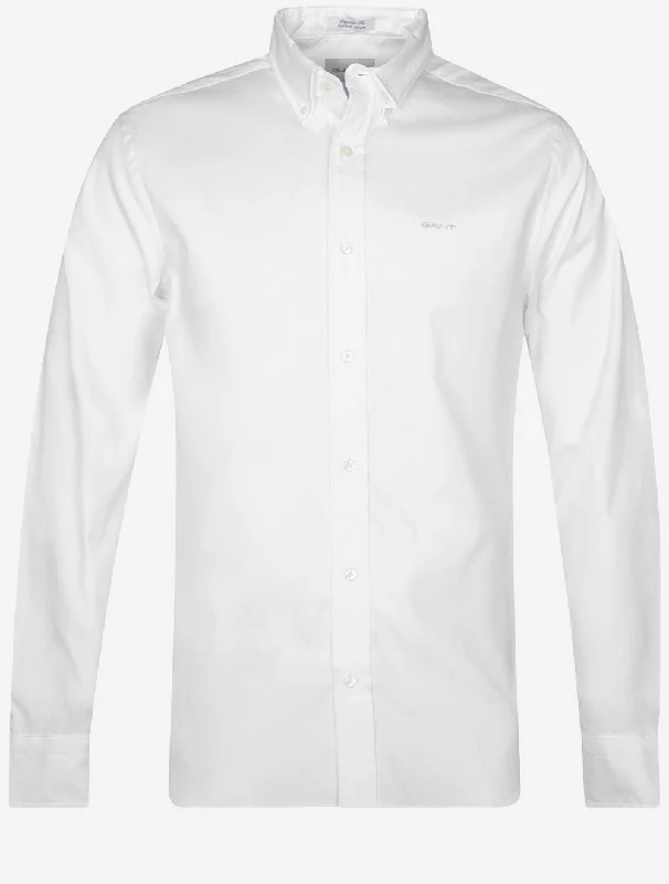 Regular Pinpoint Oxford Shirt White Trendy Men's Oversized