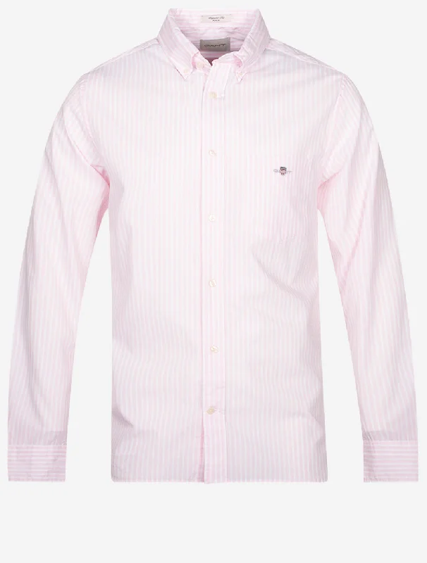 Regular Fit Poplin Stripe Shirt Light Pink Dapper Men's 1920S
