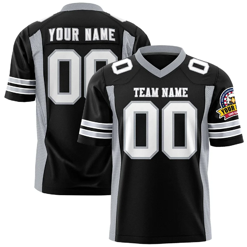 Custom Black Gray Personalized Insert Color Design Authentic Football Jersey