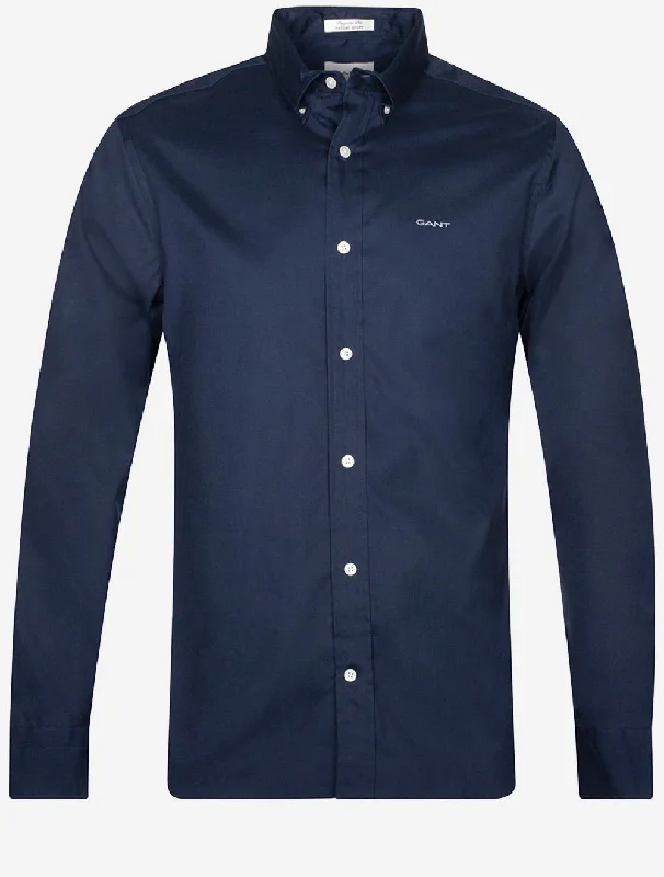 Regular Pinpoint Oxford Shirt Marine Elegant Men's Cashmere