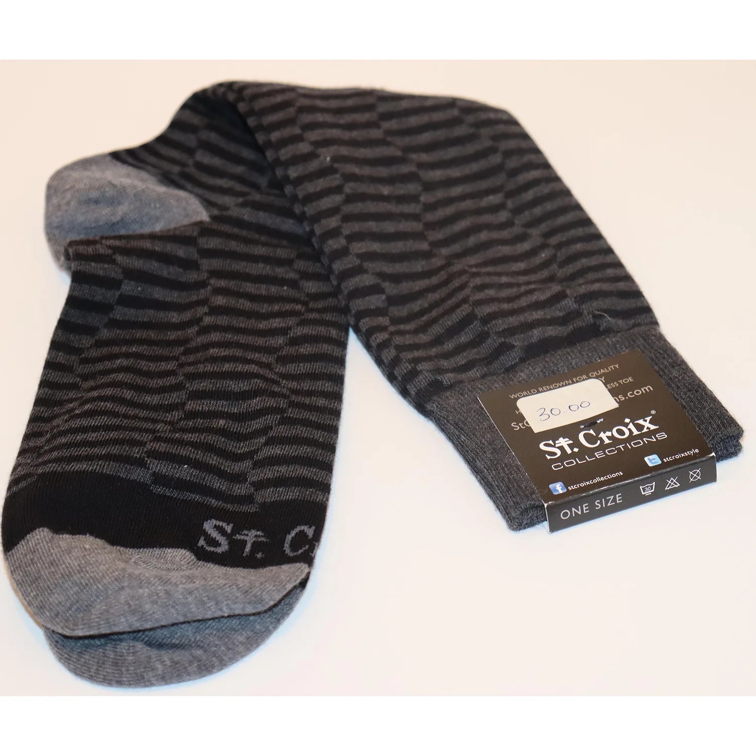 St. Croix Socks (Onyx Marl Swirled Stripe) Bold Men's Statement