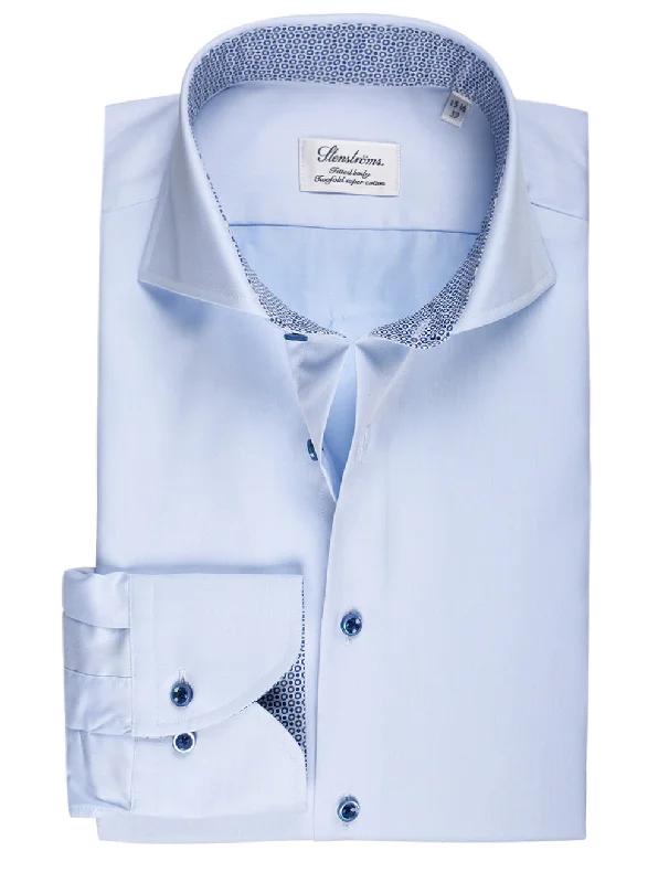 Fitted Contrast Inlay Shirt Blue Modern Men's 