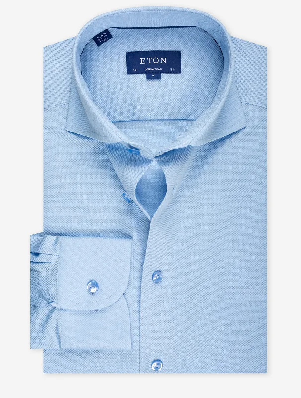 Contemporary Pique Shirt Blue Dynamic Men's Glow