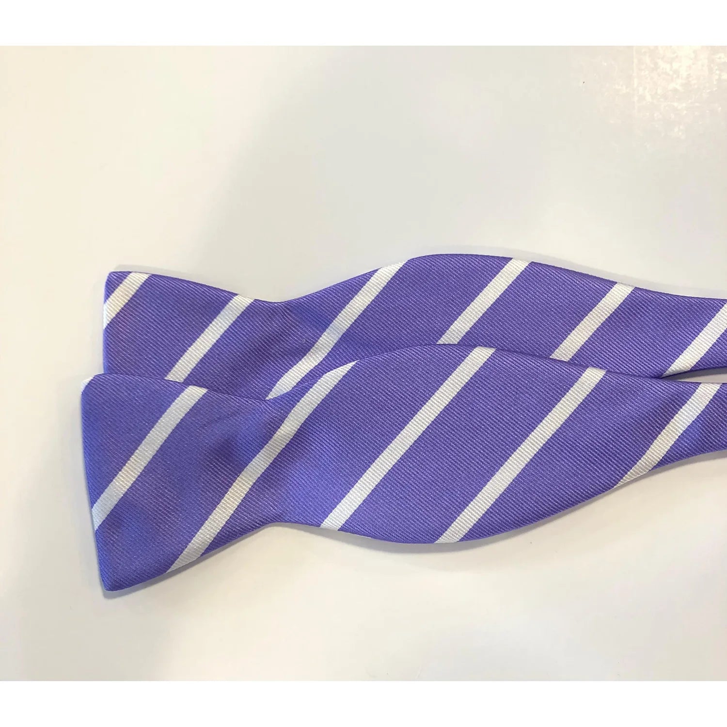 R Hanauer Bowtie - Purple/White Buckingham Stripe Casual Men's Japanese 