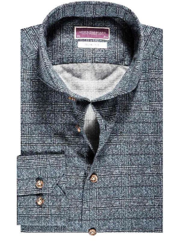 Yeats Plaid Check Casual Shirt Blue Laid