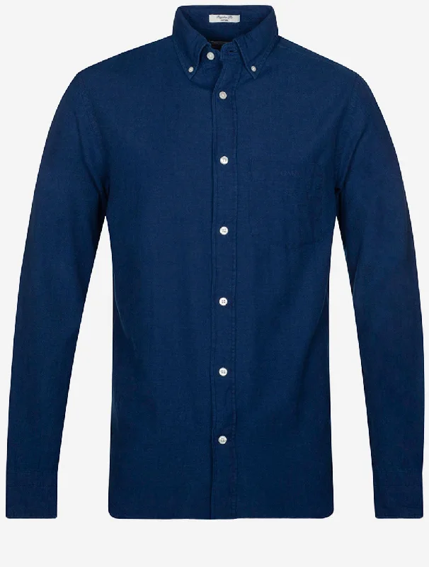 Regular Oxford Shirt Indigo Modern Men's Geometric