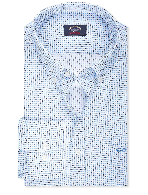 Dot With Buttondown Shirt White Hip Men's Retro