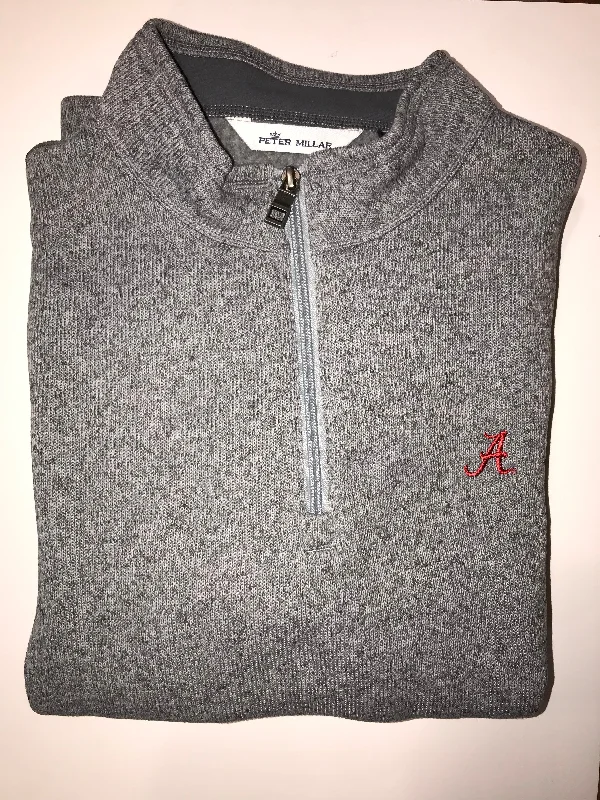 Peter Millar Grey Sweater Fleece Quarter Zip (Script A) Business