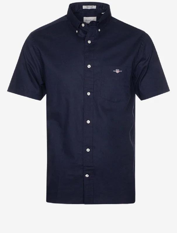 Regular Cotton Linen Short Sleeve Shirt Evening Blue Vacation