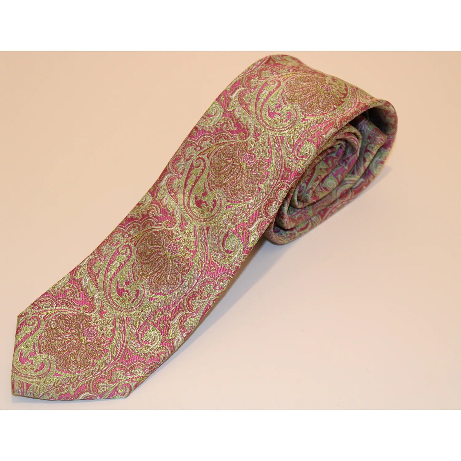 Private Stock Tall Tie - Pink and Green Paisley Sophisticated Men's 