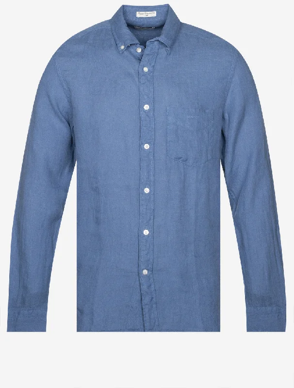 Regular Fit Garment Dyed Linen Shirt Salty Sea British Gentleman Style