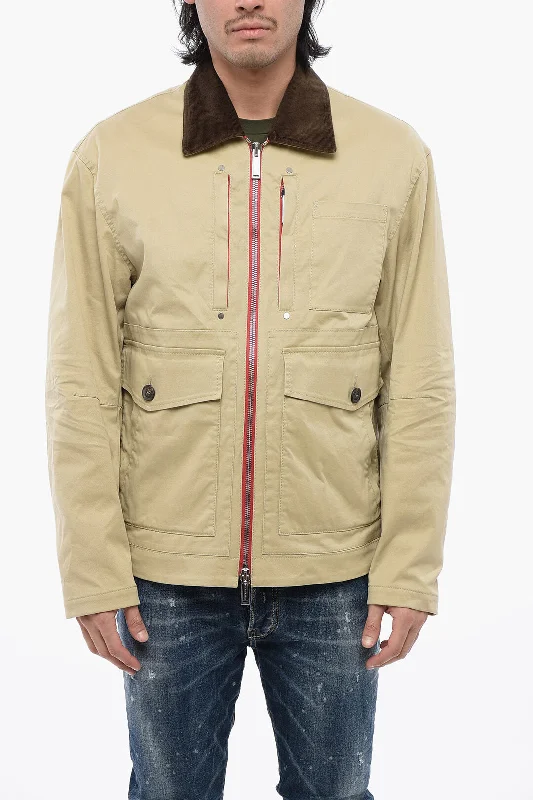 Dsquared2 Multipocketed Heritage Jacket With Corduroy Collar