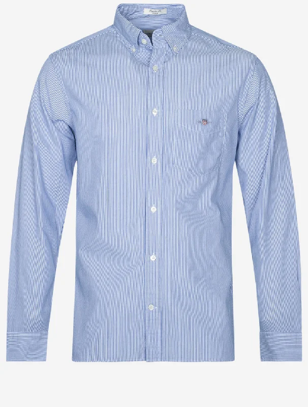 Regular Poplin Banker Shirt College Blue Casual Men's Japanese 