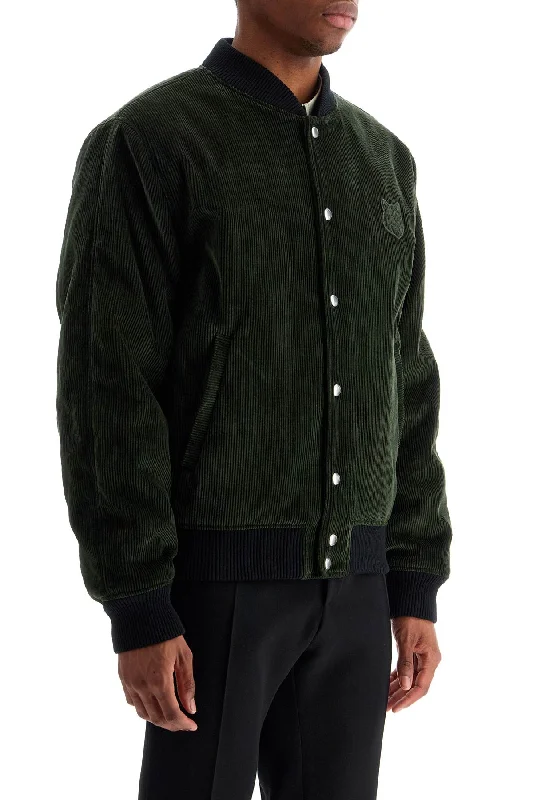 Maison Kitsune Ranger Green Polyester Bomber With Embroidered Logo