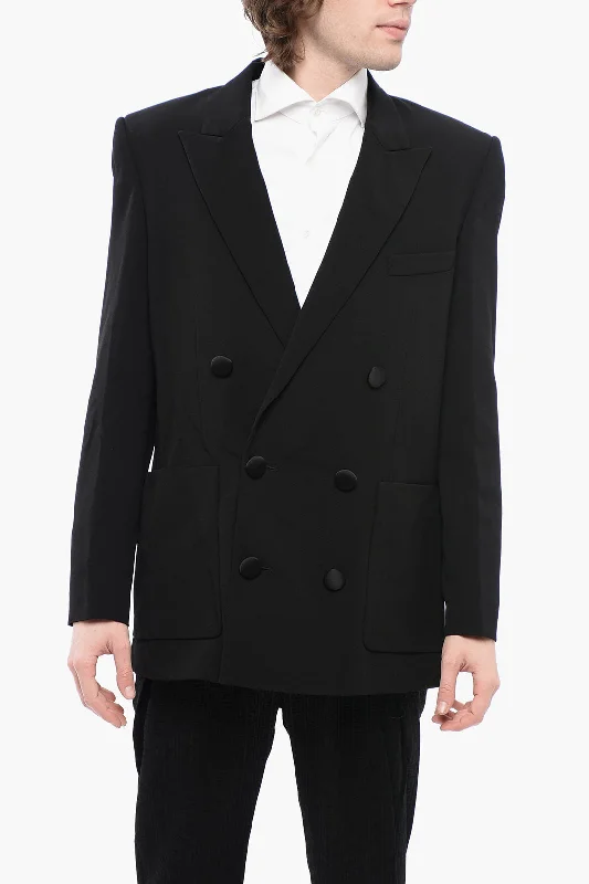 Balmain Double-Breasted Viscose Blazer With Covered Buttons